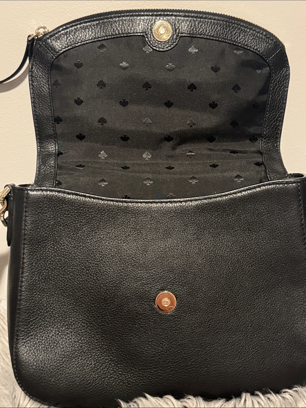 kate spade Black Leather Crossbody Bag with Gold Logo - Picture 4 of 6